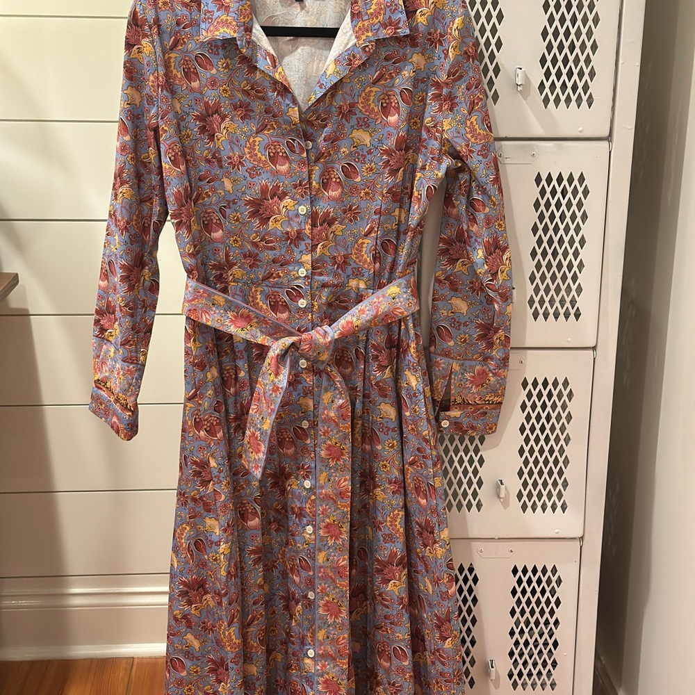 Floral Button-Up Belted Dress